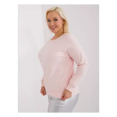 Light pink plus size blouse with long sleeves