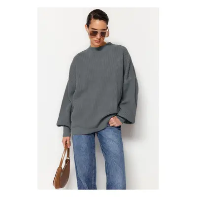 Trendyol Anthracite Wide Pattern Basic Knitwear Sweater