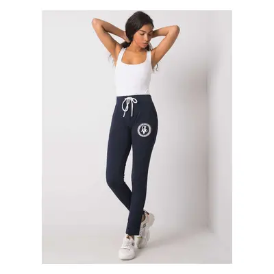 Dark blue sweatpants with appliqué