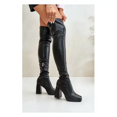 High upper boots with heels black Liatheia