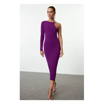 Trendyol Plum Body-Fitting Single Sleeve Knitted Dress