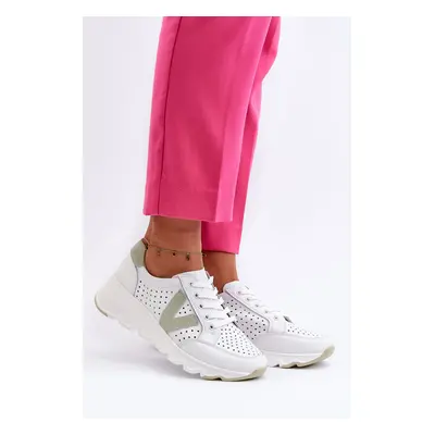 Women's leather light sports shoes white Eleonori