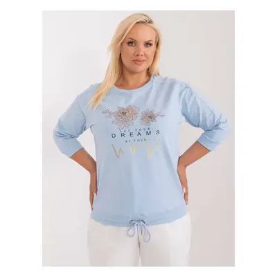 Light blue blouse plus size with 3/4 sleeves