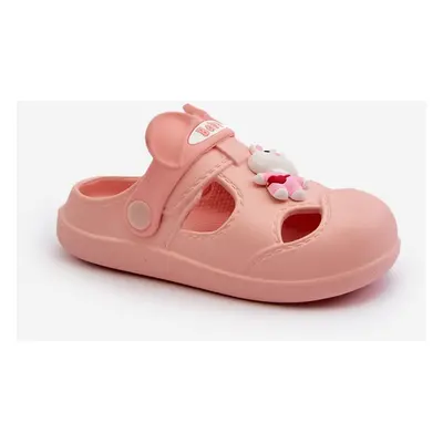 Children's foam slippers with pink opleia decoration