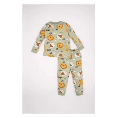 DEFACTO Baby Boy Safari Patterned Long Sleeve Cotton Pajama Set