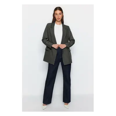 Trendyol Anthracite Lined Double Breasted Woven Blazer Jacket