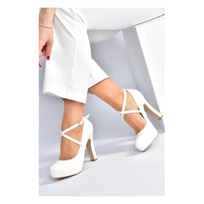 Fox Shoes Women's White Platform Heeled Evening Shoes