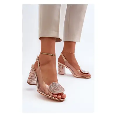 D&A Rose Gold Transparent High Heeled Sandals