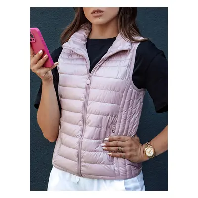 Women's quilted vest with stand-up collar STYLISHZ pink Dstreet