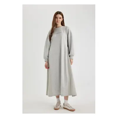 DEFACTO Relax Fit Crewneck Combed Cotton Long Sleeve Dress