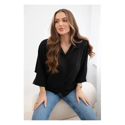 Oversized blouse with button fasteners black