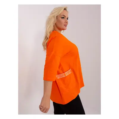 Orange loose plus size neckline blouse