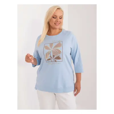 Light blue cotton blouse of larger size