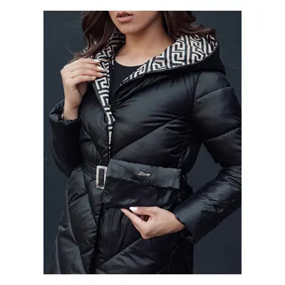 Women's winter quilted coat with hood CELESTIE black Dstreet