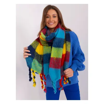 Navy blue and yellow wide women's scarf