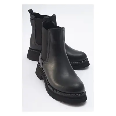 LuviShoes MARLY Black Leather Elastic Women's Chelsea Boots