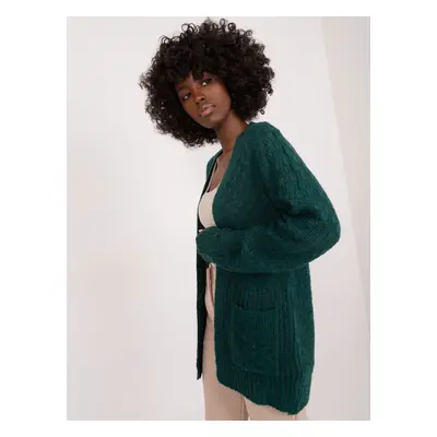 Dark green knitted cardigan without closure MYFLIES