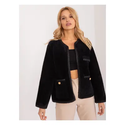 Black women's jacket with decorative trim