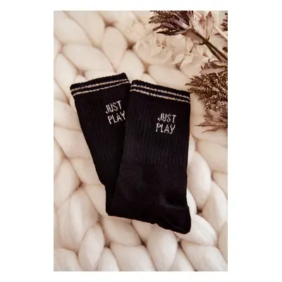 Women's Sports Socks Horizontal Inscription Just Play Black