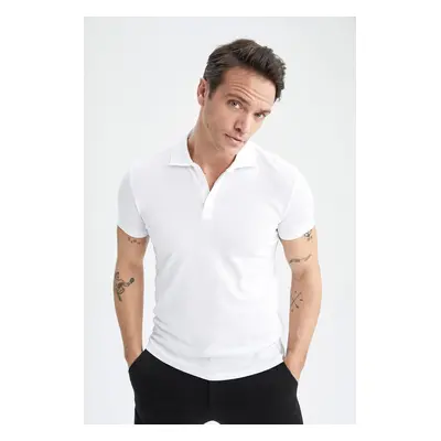 DEFACTO Slim Fit Polo Neck Basic Short Sleeve Cotton T-Shirt