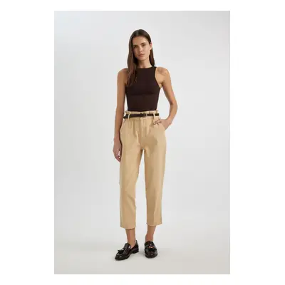 DEFACTO Baggy Fit High Waist Crop Gabardine Trousers