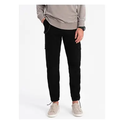 Ombre Men's pants with cargo pockets and leg hem - black