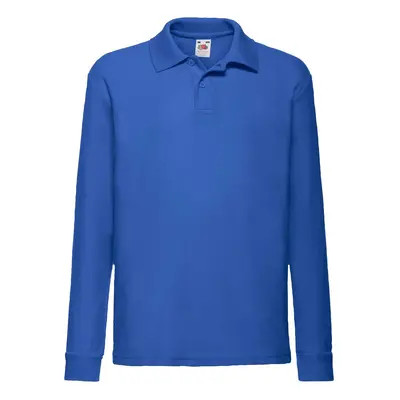 Blue Long Sleeve Polo Shirt Fruit of the Loom