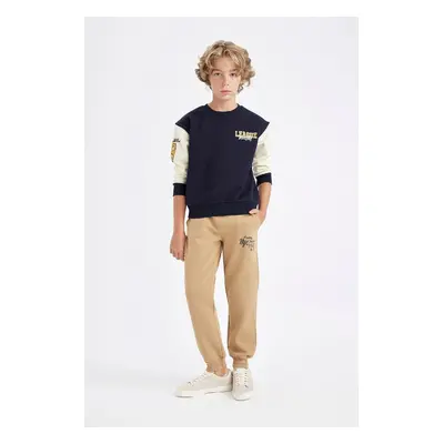 DEFACTO Boy Printed Elastic Waist Leg Pocket Thick Jogger Sweatpants