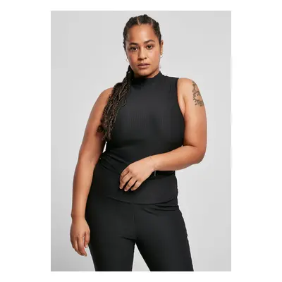 Women's ribbed sleeveless turtleneck black