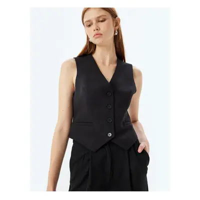 Koton Slim Fit Buttoned V-Neck Classic Blazer Vest