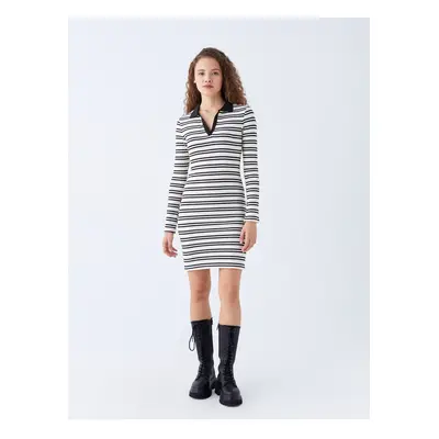 LC Waikiki XSIDE Polo Neck Striped Long Sleeve Women's Dress