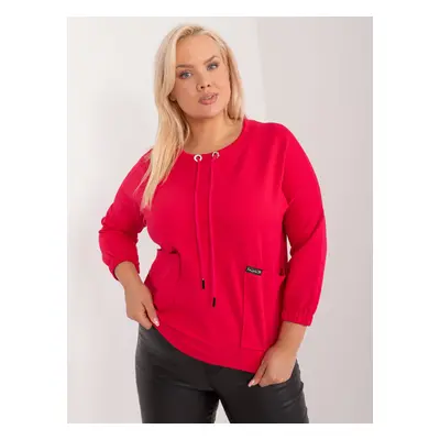 Red plus-size sweatshirt with drawstrings