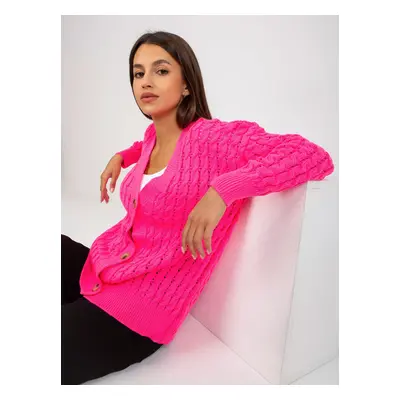 Fluo pink openwork cardigan with buttons RUE PARIS