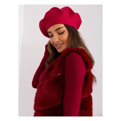 Burgundy knitted beret