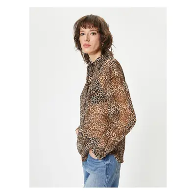 Koton Leopard Patterned Shirt Long Sleeve Buttoned