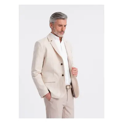 Ombre Men's REGULAR cut blazer with linen - cream