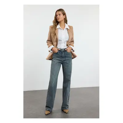 Trendyol Blue High Waist Wide Leg Jeans