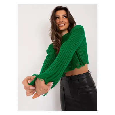 Green Short Oversize Sweater with Wool