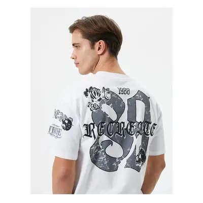 Koton Oversize T-Shirt Back Printed Skull Theme Crew Neck