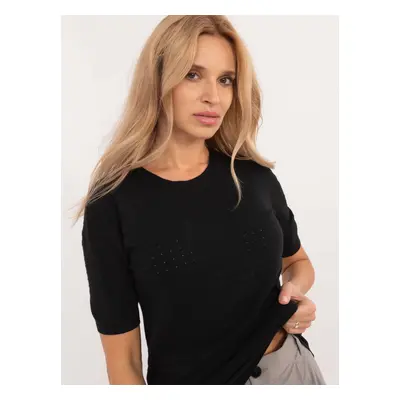 Black classic sweater with a round neckline