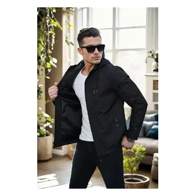 86622 Dewberry Hooded Mens Seasonal Jacket-BLACK