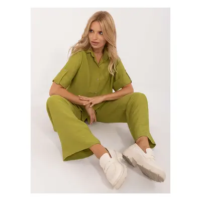 Lime summer linen set with oversize shirt