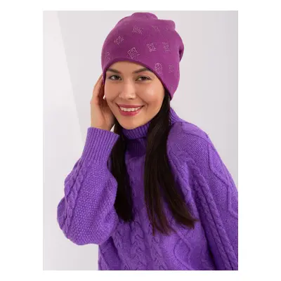 Purple winter hat with cashmere