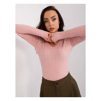 Light pink classic knitted sweater