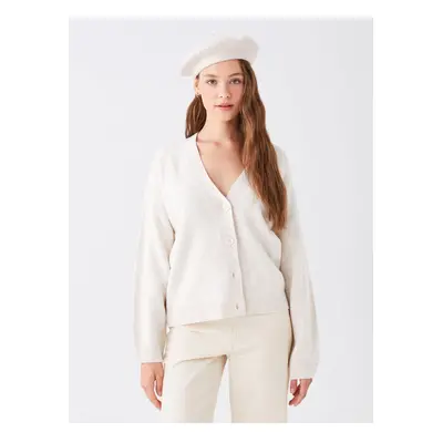 LC Waikiki V-Neck Plain Long Sleeve Women's Knitwear Cardigan