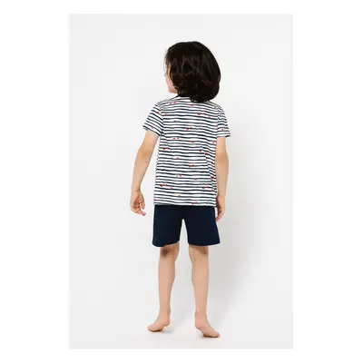 Boys' pyjamas Corfu, short sleeves, shorts - print/navy blue