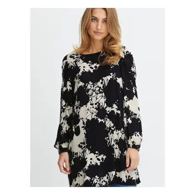 White-Black Women Patterned Long Blouse Fransa - Ladies