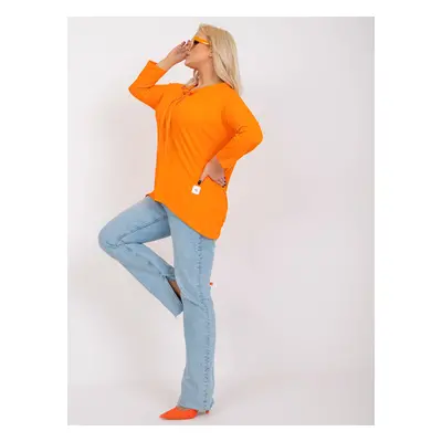 Orange cotton blouse plus size basic