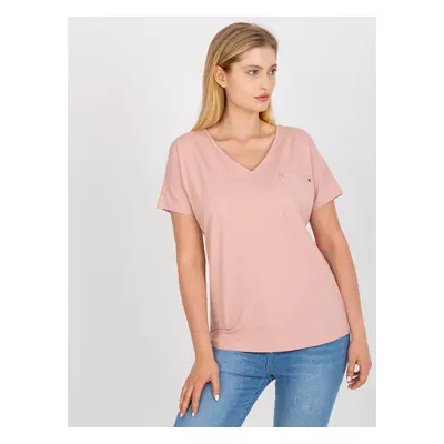 Dusty pink plus size V-neck T-shirt