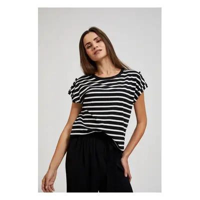 Women's striped T-shirt MOODO - black